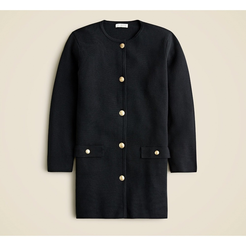 J.Crew Giselle Sweater-Blazer Black Gold‎ Crest Button B0154 Size Large